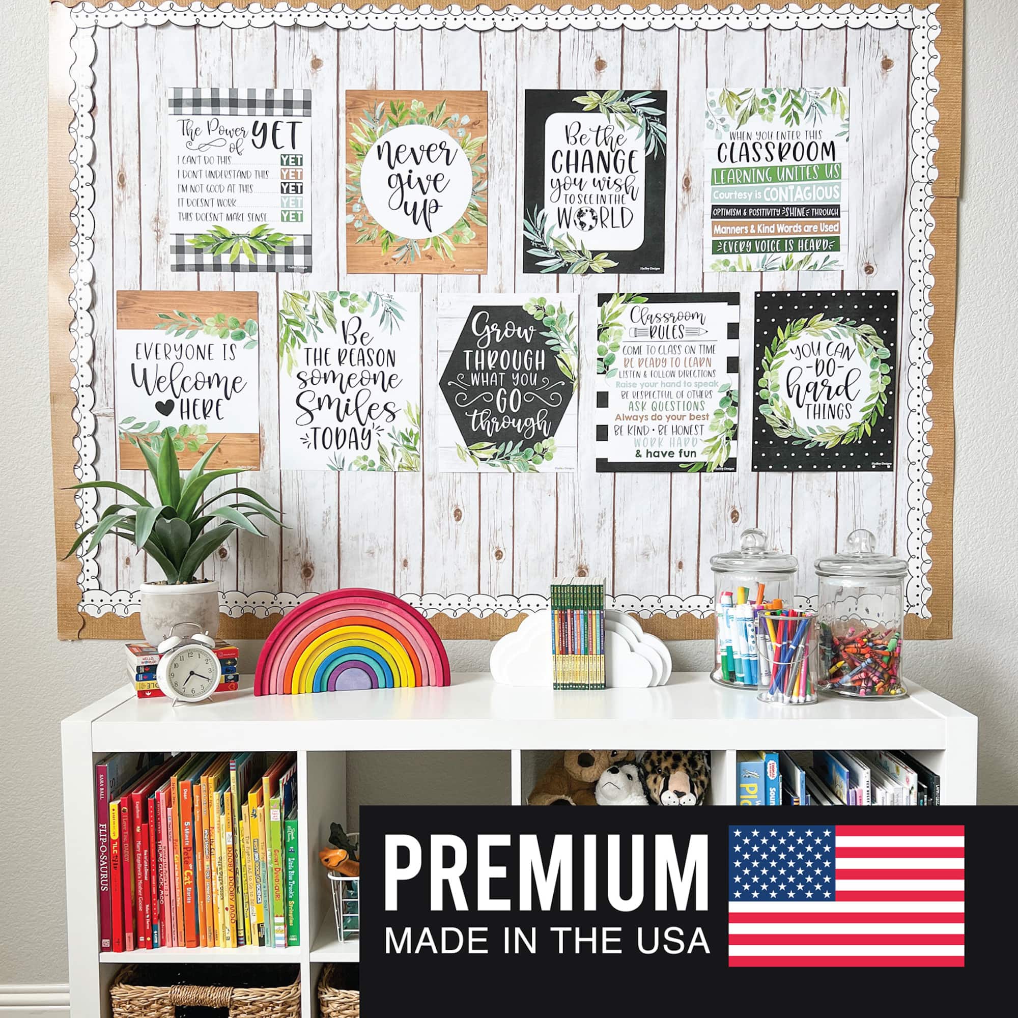 Hadley Designs 11" x 14" Boho Farmhouse Growth Mindset Classroom Décor Posters Set